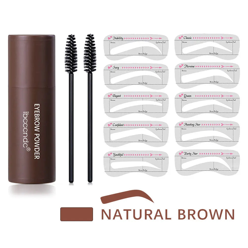 ibcccndc Eyebrow Stamp Powder Kit with 10 Stencils and 2 Brushes