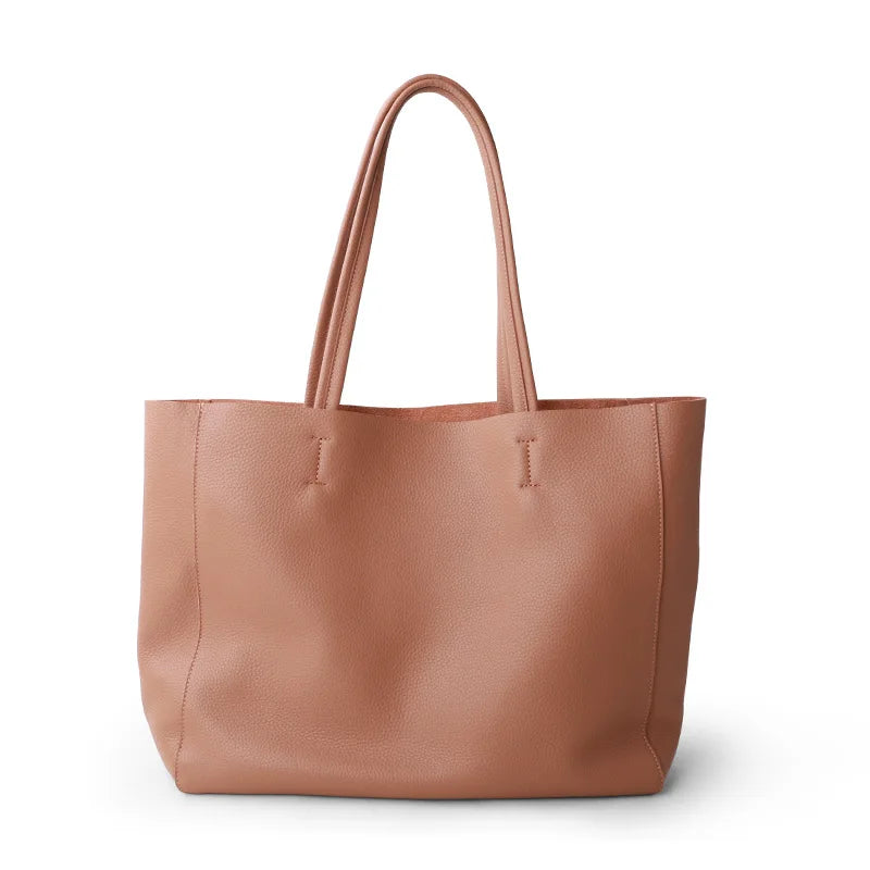 Women’s Casual Leather Tote Bag – Large Soft Cowhide Shoulder Purse for Shopping & Travel