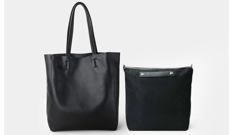 Women’s Casual Leather Tote Bag – Large Soft Cowhide Shoulder Purse for Shopping & Travel