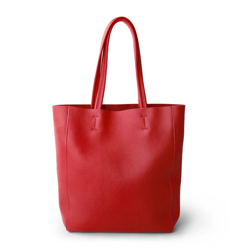 Women’s Casual Leather Tote Bag – Large Soft Cowhide Shoulder Purse for Shopping & Travel