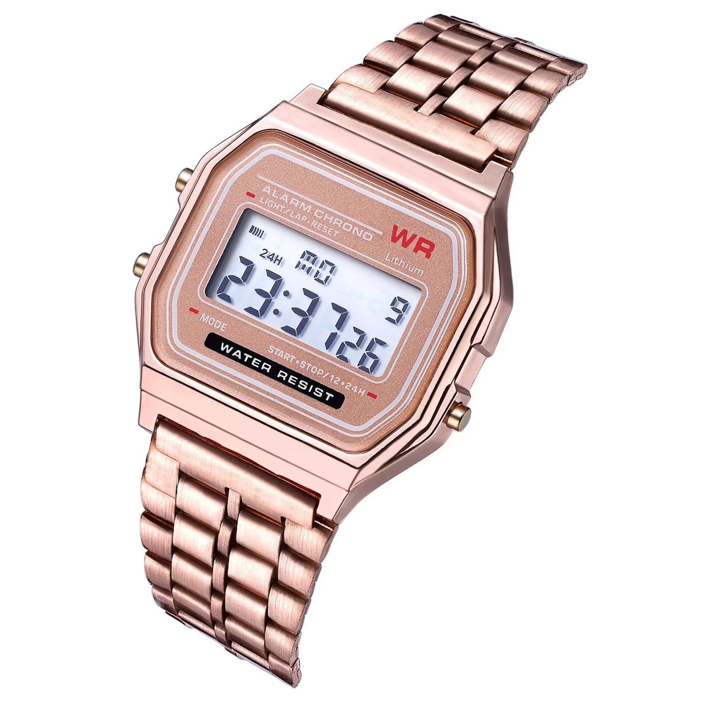 Vintage LED Digital Watch with Steel Strap – Unisex Electronic Sports Wristwatch, Valentine’s Day Gift