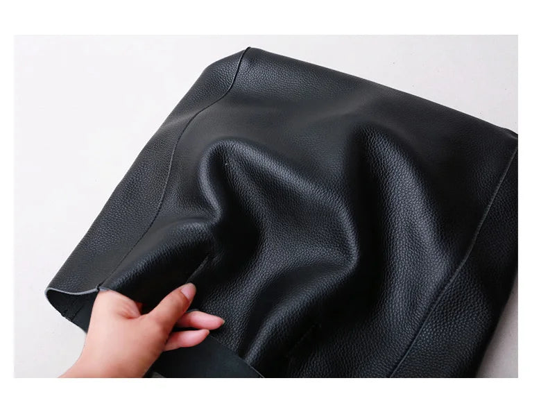 Women’s Casual Leather Tote Bag – Large Soft Cowhide Shoulder Purse for Shopping & Travel