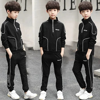 Spring Autumn Teenager Boys Clothing Sets Child Fashion Letter Sweatshirt + Pants 2Pcs Kids Tracksuit 4 5 6 7 8 9 10 11 12 Years