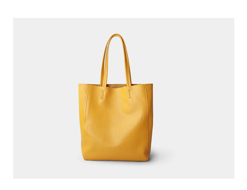 Women’s Casual Leather Tote Bag – Large Soft Cowhide Shoulder Purse for Shopping & Travel
