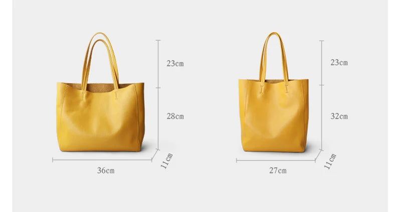 Women’s Casual Leather Tote Bag – Large Soft Cowhide Shoulder Purse for Shopping & Travel