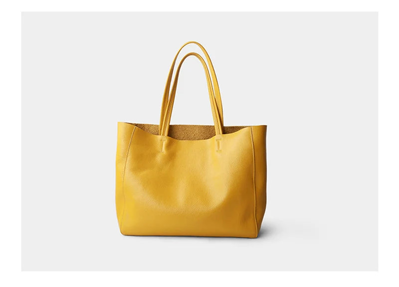 Women’s Casual Leather Tote Bag – Large Soft Cowhide Shoulder Purse for Shopping & Travel