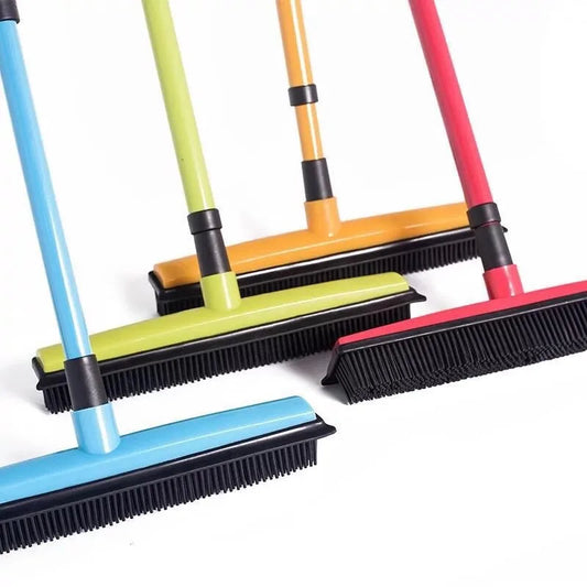 Telescopic Rubber Broom with Squeegee for Pet Hair, Carpets and Floors
