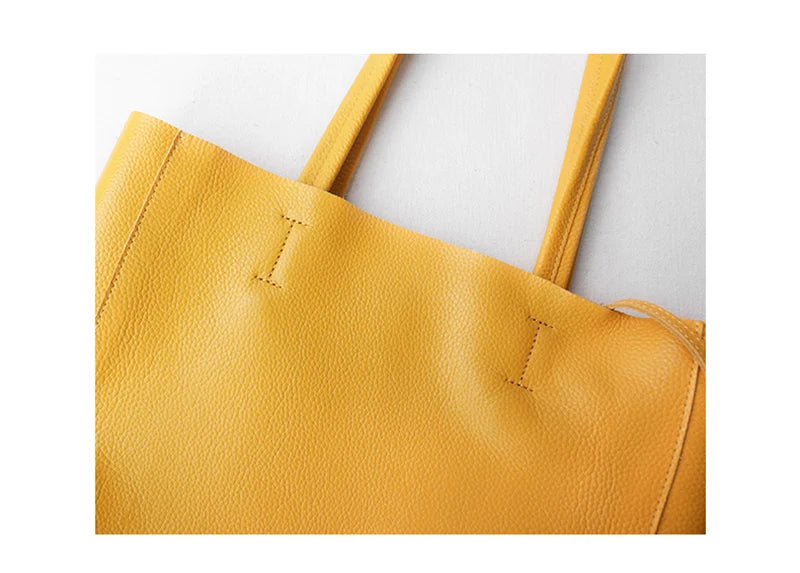 Women’s Casual Leather Tote Bag – Large Soft Cowhide Shoulder Purse for Shopping & Travel