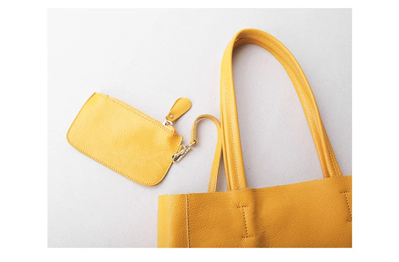 Women’s Casual Leather Tote Bag – Large Soft Cowhide Shoulder Purse for Shopping & Travel