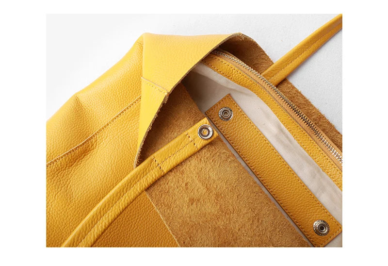 Women’s Casual Leather Tote Bag – Large Soft Cowhide Shoulder Purse for Shopping & Travel