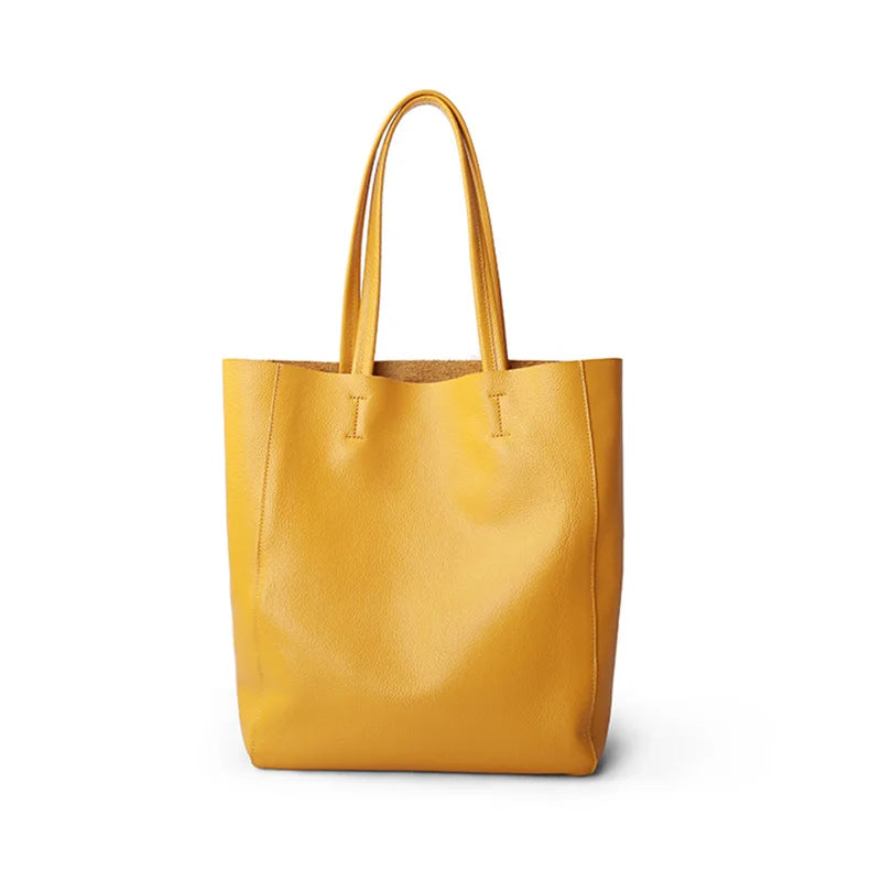 Women’s Casual Leather Tote Bag – Large Soft Cowhide Shoulder Purse for Shopping & Travel