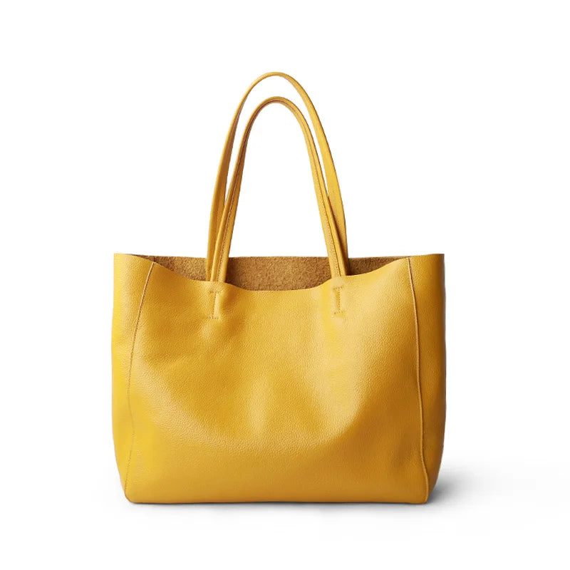 Women’s Casual Leather Tote Bag – Large Soft Cowhide Shoulder Purse for Shopping & Travel