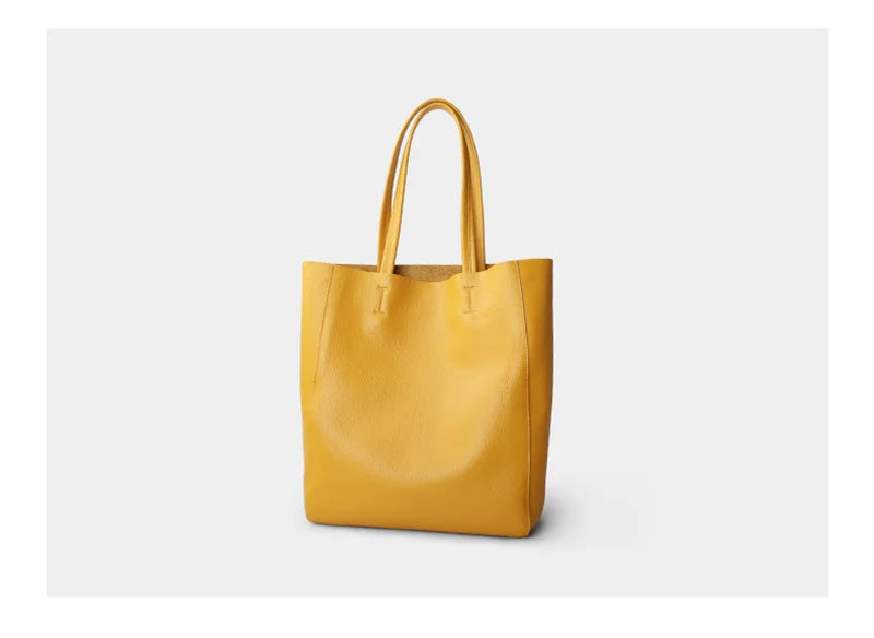 Women’s Casual Leather Tote Bag – Large Soft Cowhide Shoulder Purse for Shopping & Travel