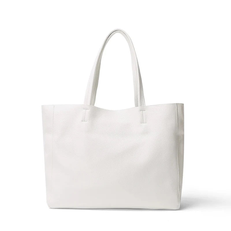 Women’s Casual Leather Tote Bag – Large Soft Cowhide Shoulder Purse for Shopping & Travel
