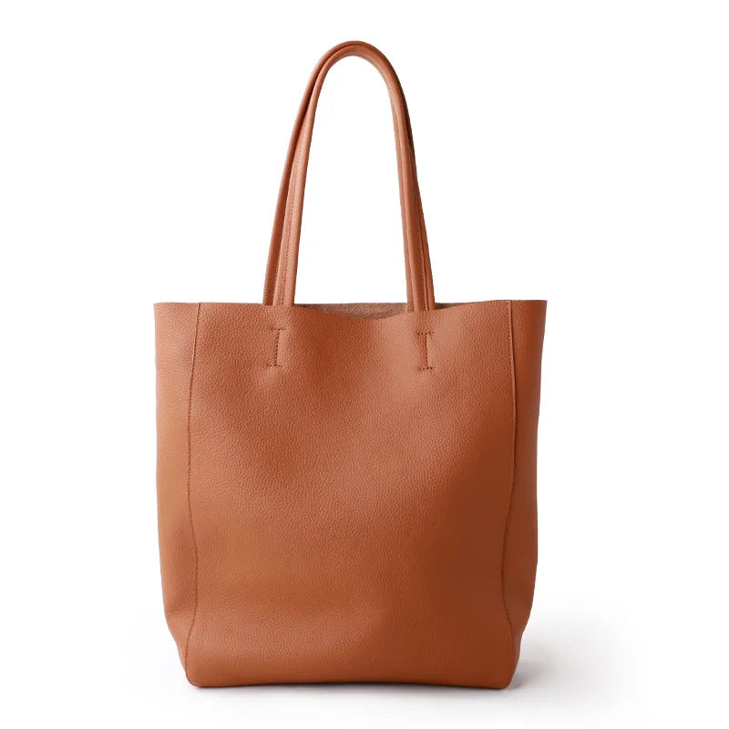 Women’s Casual Leather Tote Bag – Large Soft Cowhide Shoulder Purse for Shopping & Travel