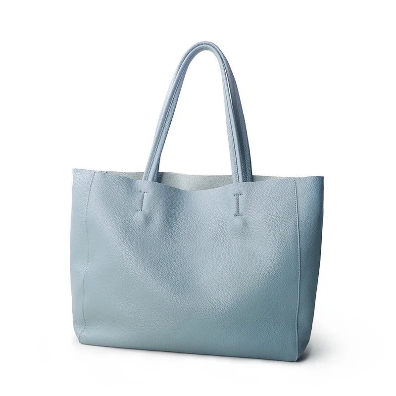 Women’s Casual Leather Tote Bag – Large Soft Cowhide Shoulder Purse for Shopping & Travel