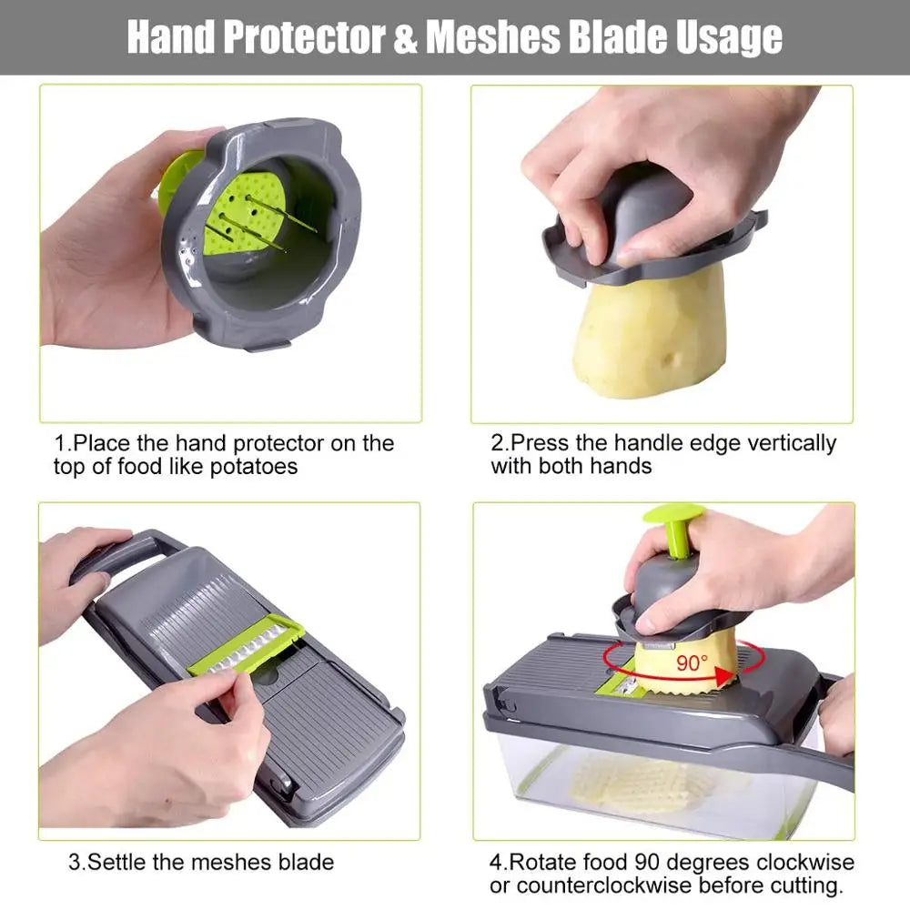 Vegetable Slicer and Grater with Collection Container