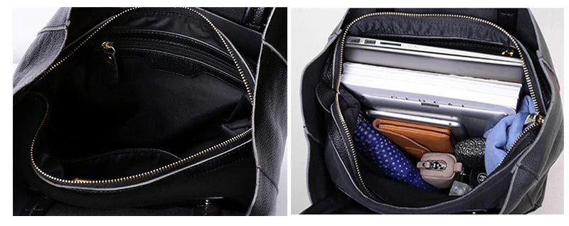 Women’s Casual Leather Tote Bag – Large Soft Cowhide Shoulder Purse for Shopping & Travel