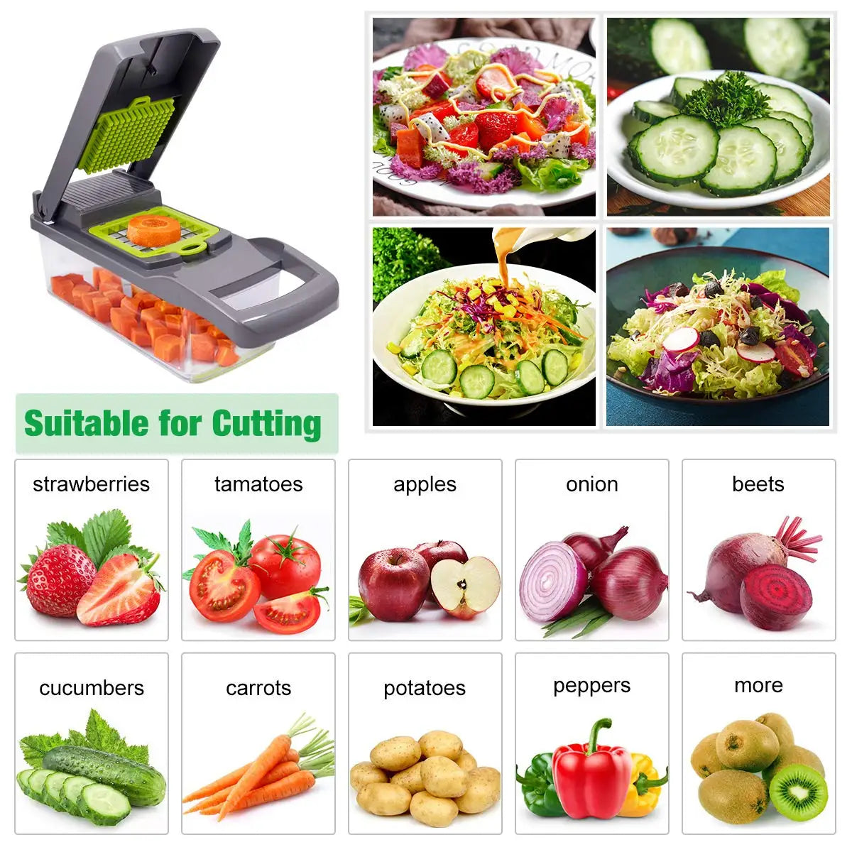 Vegetable Slicer and Grater with Collection Container