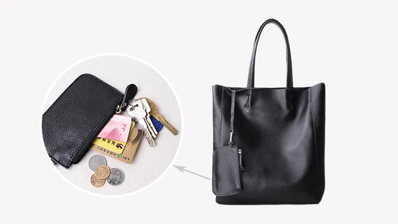 Women’s Casual Leather Tote Bag – Large Soft Cowhide Shoulder Purse for Shopping & Travel