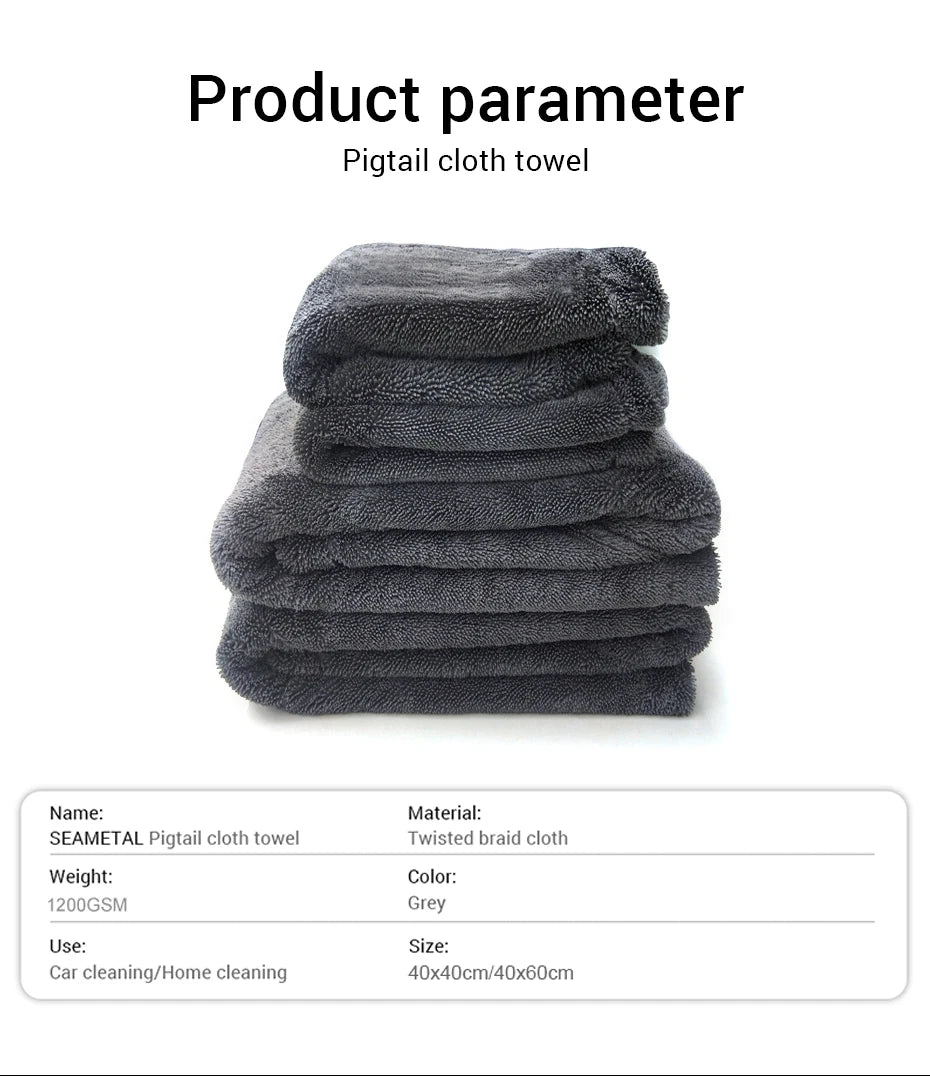 1200 GSM Microfiber Car Wash Towel – Double-Sided, Super Absorbent
