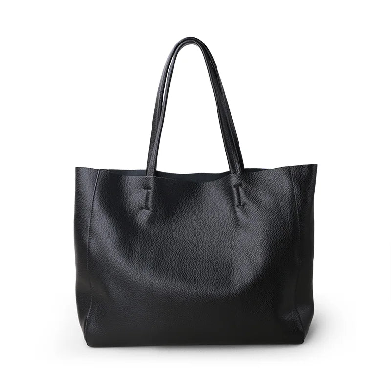Women’s Casual Leather Tote Bag – Large Soft Cowhide Shoulder Purse for Shopping & Travel