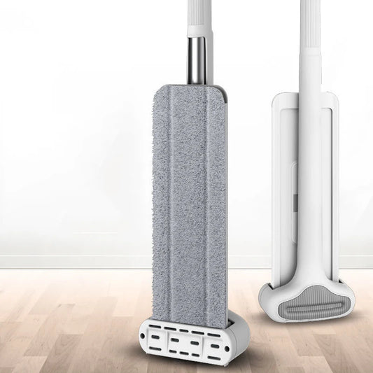 lazyishhouse Self-Wringing Microfibre Flat Mop with Sliding Squeeze Handle for Wet and Dry Kitchen, Bathroom and Household Floor Cleaning