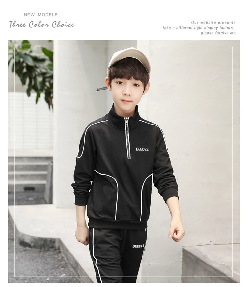 Spring Autumn Teenager Boys Clothing Sets Child Fashion Letter Sweatshirt + Pants 2Pcs Kids Tracksuit 4 5 6 7 8 9 10 11 12 Years