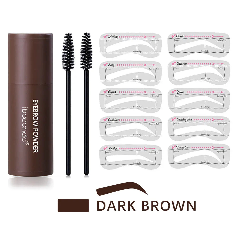 ibcccndc Eyebrow Stamp Powder Kit with 10 Stencils and 2 Brushes
