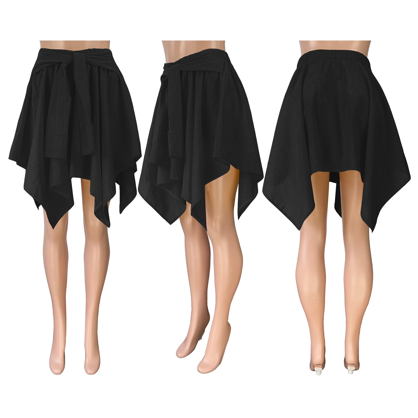 Women Plaid Irregular High Waist Knee-Length Skirt