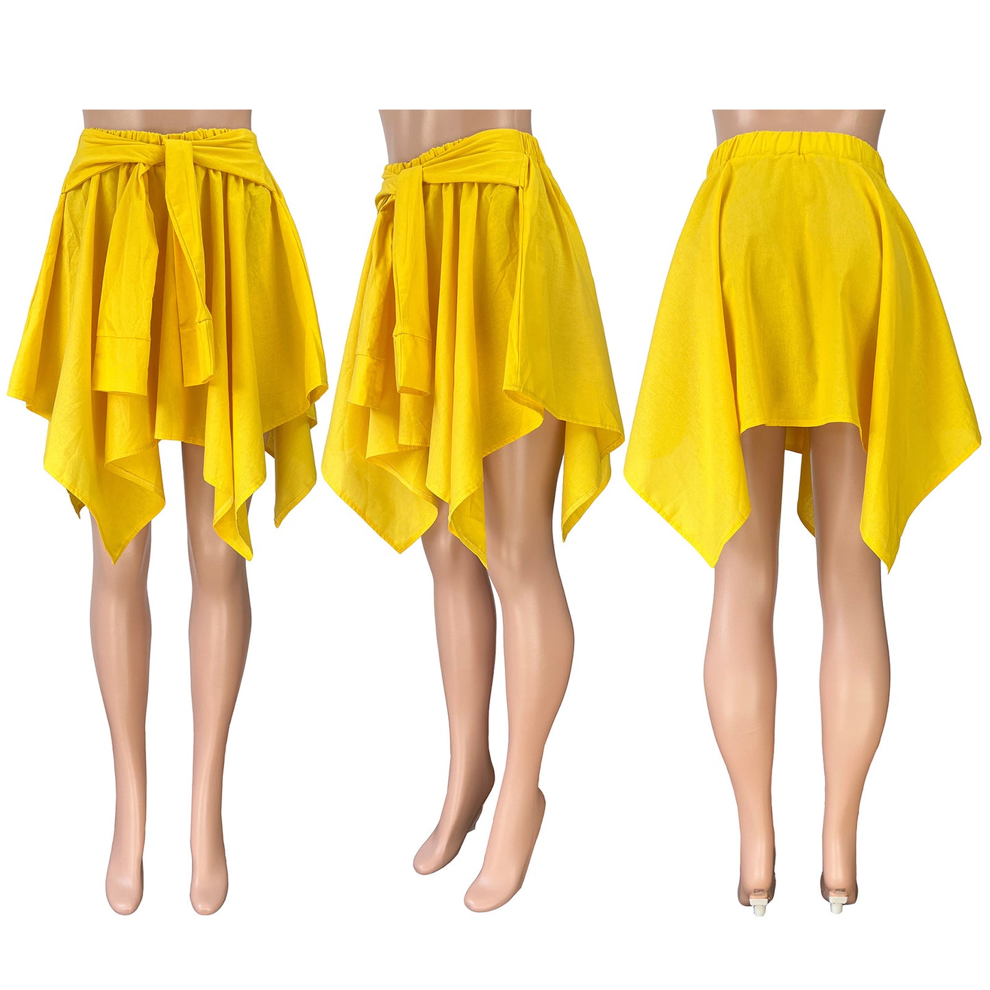 Women Plaid Irregular High Waist Knee-Length Skirt