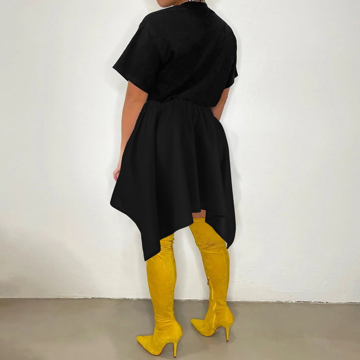 Women Plaid Irregular High Waist Knee-Length Skirt