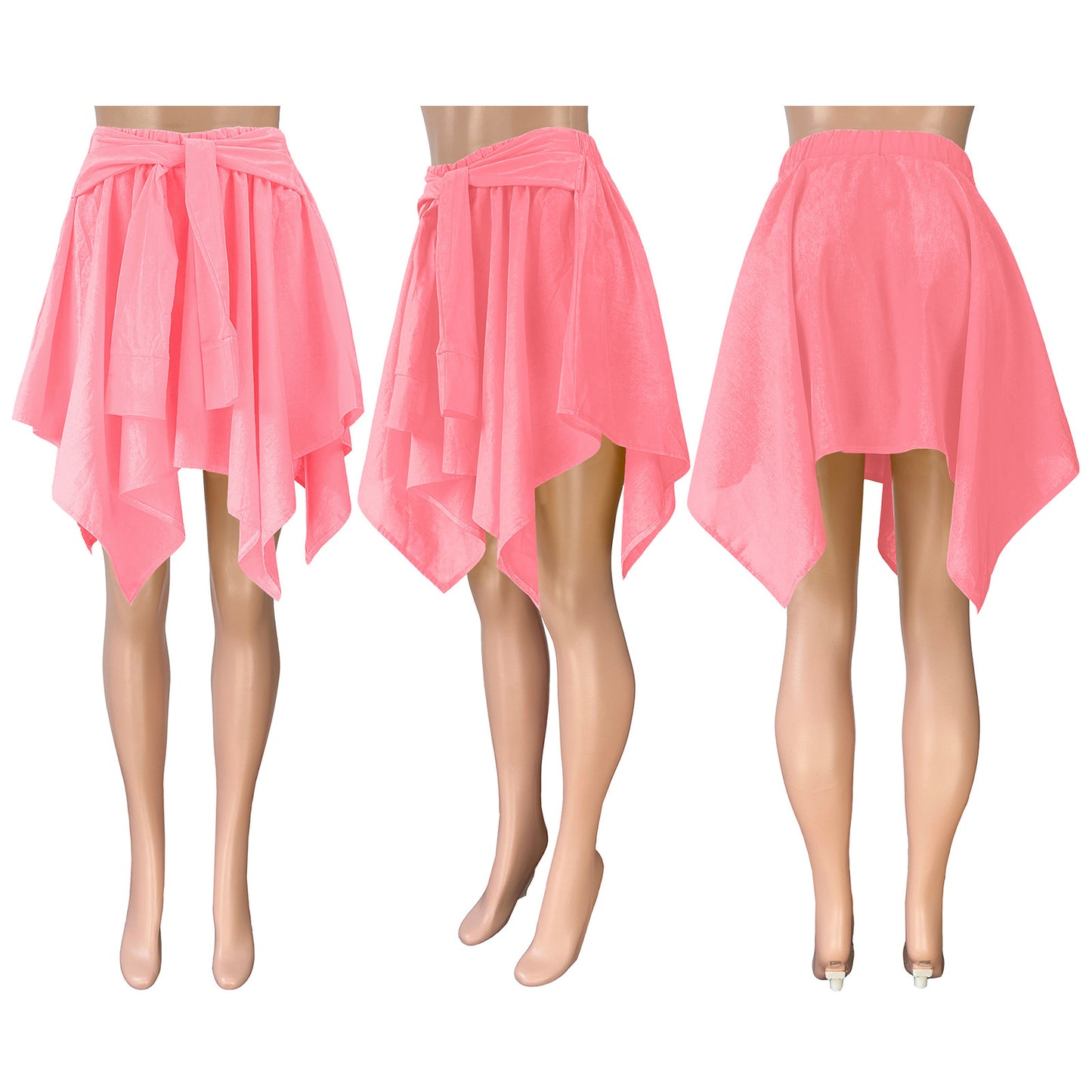 Women Plaid Irregular High Waist Knee-Length Skirt