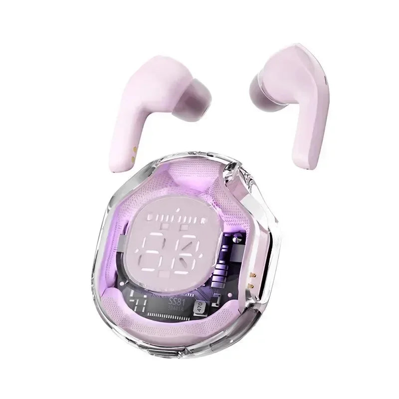 Original T8 TWS Wireless Bluetooth Earbuds with Transparent Case, ENC Noise Reduction, Digital Display & Stereo Sound – Compatible with All Smartphones
