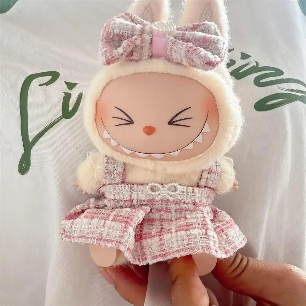 17cm Labubu Doll Clothes Outfit – Accessories for Kpop EXO Labubu Idol V1/V2, Skirt & Sweater Clothing Gift"