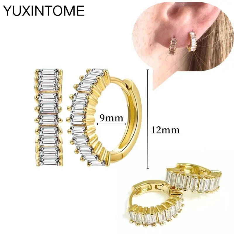925 Sterling Silver Multi-Turn Hoop Earrings with White Zircon, Fashion Punk Jewelry for Women
