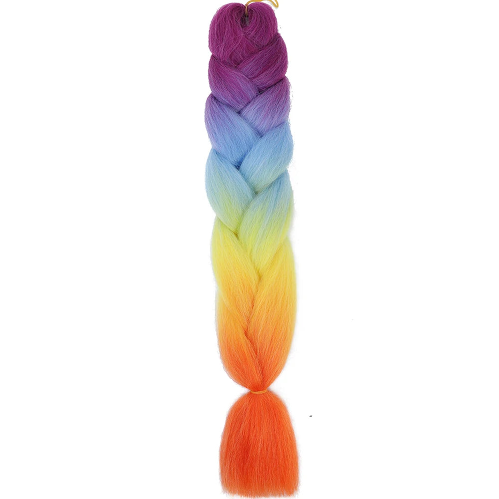 GlowStrands 24” Jumbo Braids for Kids & Adults – Ombre Kanekalon Hair Extensions, Easy Styling & Natural Feel