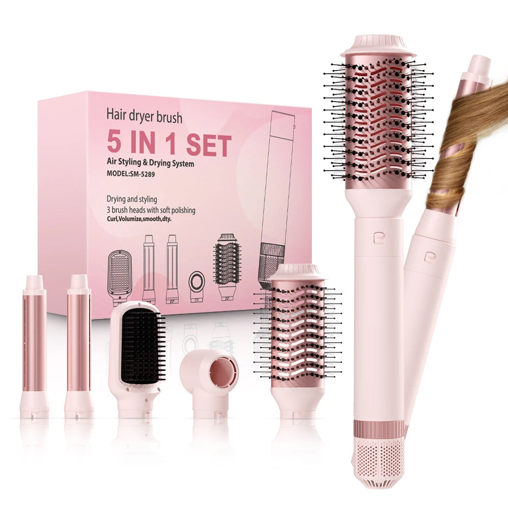 5-in-1 Detachable Hair Dryer Brush & Curling Iron Styling System