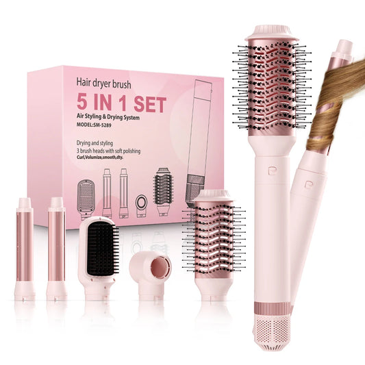 5-in-1 Detachable Hair Dryer Brush & Curling Iron Styling System