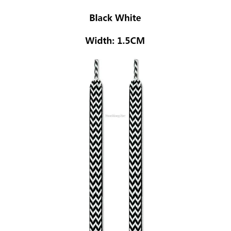 Flat Wavy Shoelaces for Sneakers – Trendy Wide Replacement Shoe Laces for Casual, Sport & Streetwear Shoes (1.5cm / 2cm / 3cm Widths)