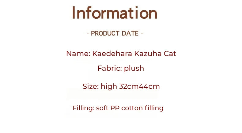 Adorable 42CM Genshin-Inspired Cat Plush – Kazuha, Scaramouche & Xiao | Soft Anime Pillow Toy for Fans & Gift Giving