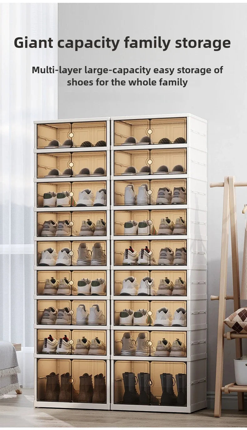 Foldable Shoe Storage Cabinet with Transparent Doors