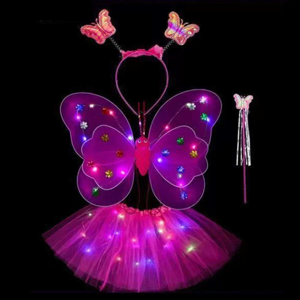 LED Glowing Butterfly Wings Costume Set for Girls