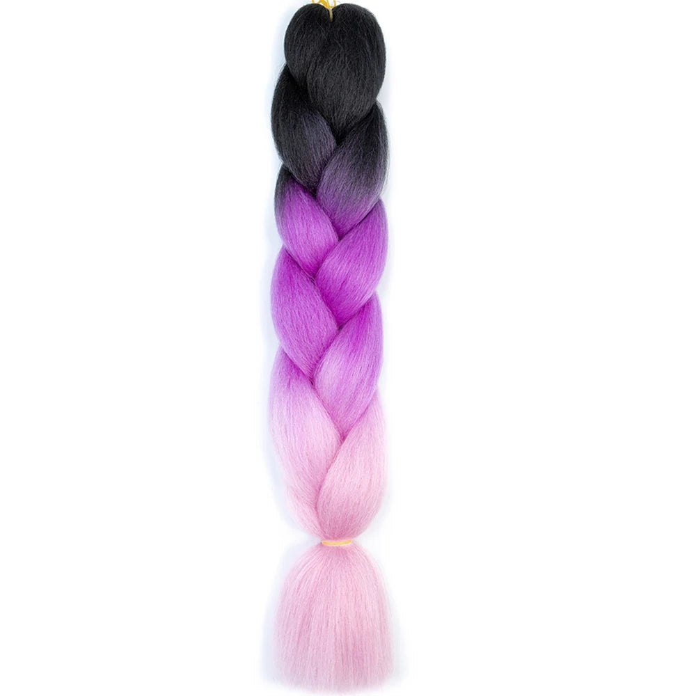 GlowStrands 24” Jumbo Braids for Kids & Adults – Ombre Kanekalon Hair Extensions, Easy Styling & Natural Feel