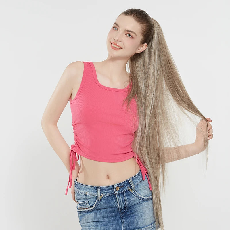 36-Inch Synthetic Drawstring Ponytail Hair Extension – Ombre Blonde, Women’s Hairpiece