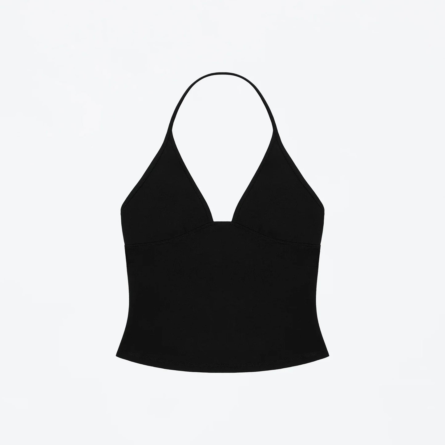 Women’s Halter Neck Tank Top – Deep V-Neck, Slim Fit, Cropped Sleeveless Camisole, Retro Style