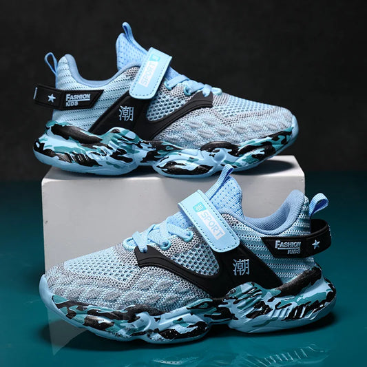 Boys' Summer Sports Shoes – Breathable Mesh Flyknit Sneakers for Kids, Lightweight & Comfortable