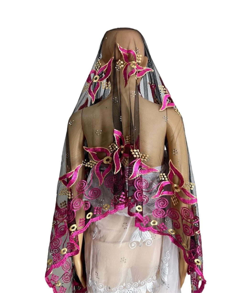 Women's Embroidered Voile Hijab Scarf