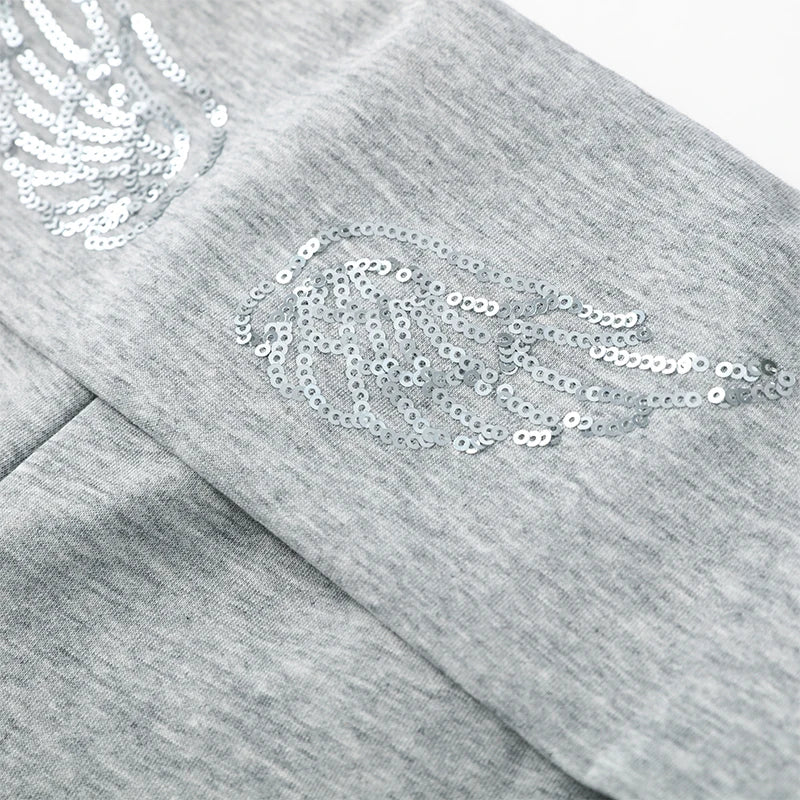 Women’s Sequined Wing Hooded Sweatshirt, Casual Long Sleeve Loose Fit Hoodie