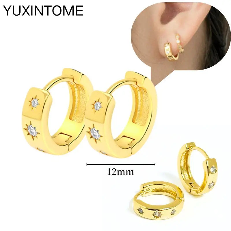 925 Sterling Silver Multi-Turn Hoop Earrings with White Zircon, Fashion Punk Jewelry for Women